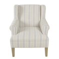 thumbnail image 3 of HomePop Emerson Wood & Fabric Stripe Pattern Wingback Accent Chair in White/Blue, 3 of 10