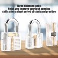 thumbnail image 4 of 3 Pcs Transparent Padlock Set Pick Cutaway Practice Lock With Key Removing Hook Kit Tool, 4 of 8