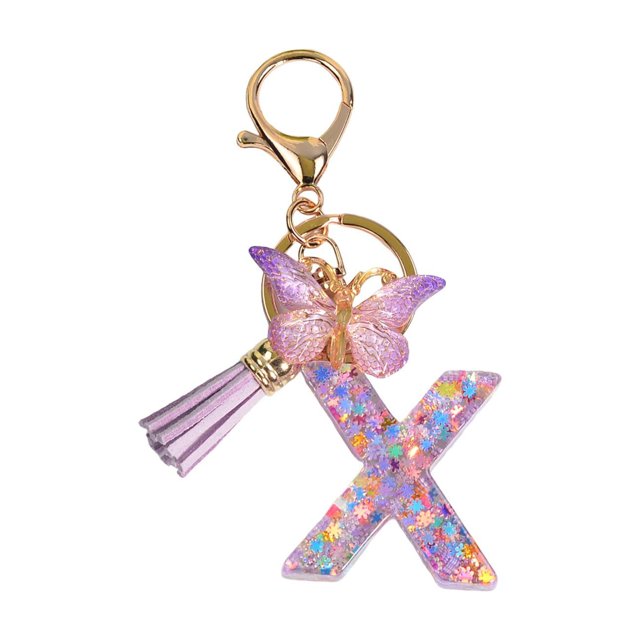 lionlar Resin Keychain Ornaments Girls English Alphabet Keyring X