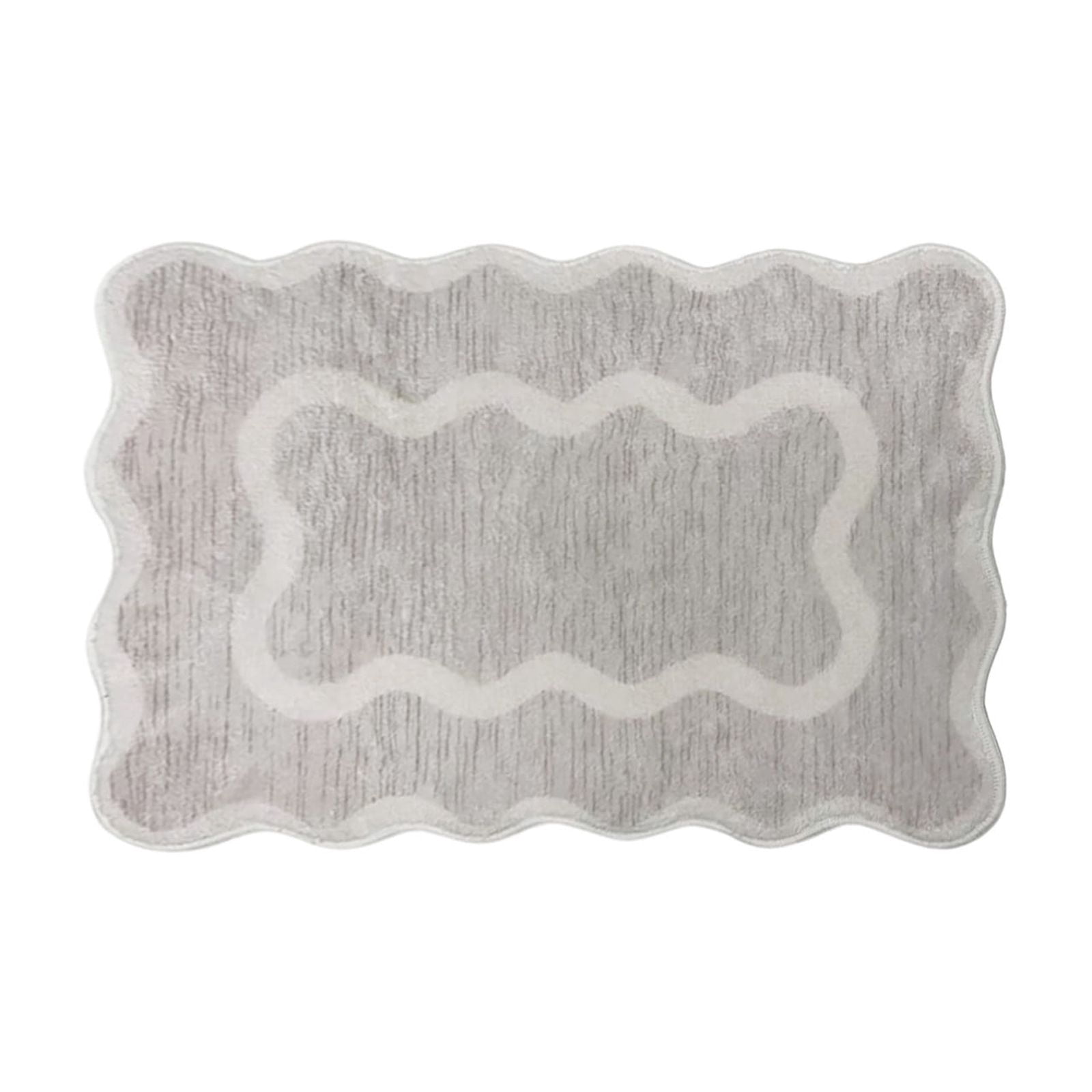 Btomtd Soft Bath Mat 40x60cm Absorbent Bathroom Rug with Scalloped Cream Beige Washable Shower Rug for Tub Shower and Bathroom Floor