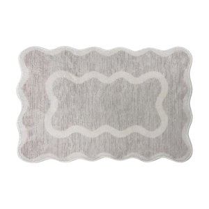 Btomtd Soft Bath Mat 40x60cm Absorbent Bathroom Rug with Scalloped Cream Beige Washable Shower Rug for Tub Shower and Bathroom Floor