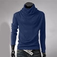 thumbnail image 1 of Chandail Ample pour Homme Chandail Uni à Col Montant Chandail à Manches Longues Chandail de Base Ample Hauts Chandail Col Roulé Chandail Tricoté à Manches Longues pour Homme P-105 Bleu 3TG, 1 of 9