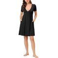 thumbnail image 2 of INSPIRE CHIC Nuisette pour Femme Pyjama de Nuit Décolleté en V Profond Chemise de Nuit Tenue de Détente Nuisettes S Noir, 2 of 5