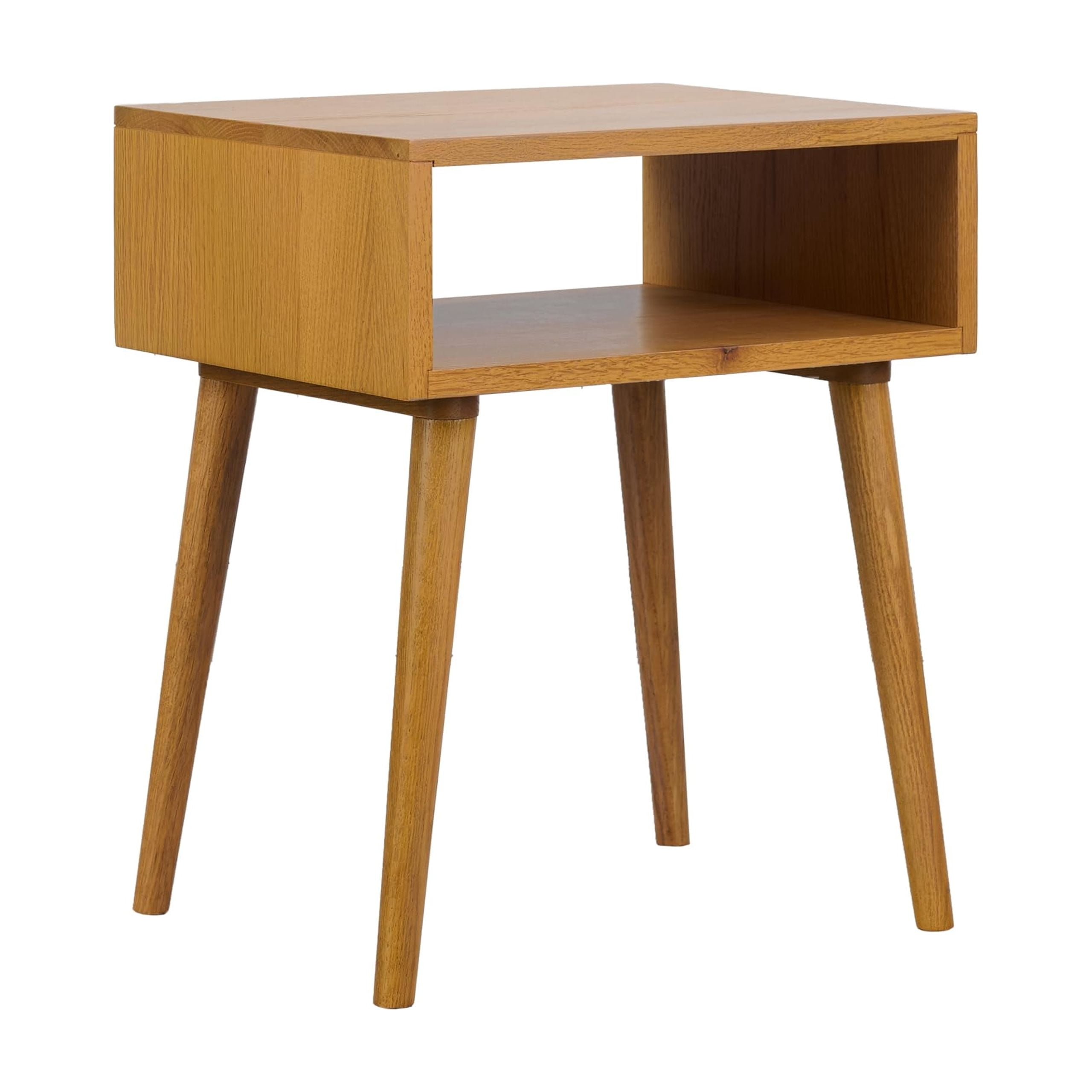 NTC Solid Oak Zoe Nightstand Mid Century Modern Side Table Bedroom Bedside Furniture Night Stand End Table Easy Assembly - Rustic Oak