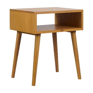 NTC Solid Oak Zoe Nightstand Mid Century Modern Side Table Bedroom Bedside Furniture Night Stand End Table Easy Assembly - Rustic Oak