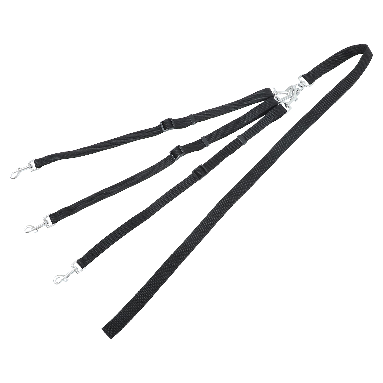 Raindrops Heavy Duty Black Nylon Dog Training Leash with Three Lead Sections for Safety