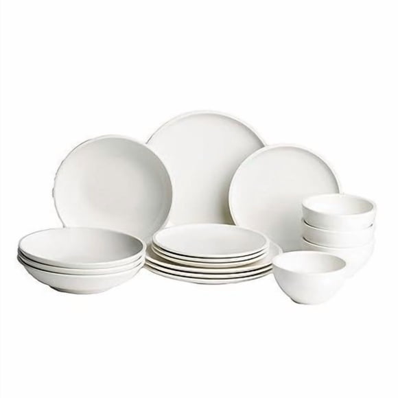 Villeroy & Boch Artesano Original 16-Piece Dinnerware Set, Service For 4, Dinner And Salad Plates, Pasta And Rice Bowls, Premium Porcelain, Made In Germany, Microwave And Dishwasher Safe, Creamy White