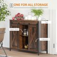thumbnail image 4 of HOMCOM Industrial Sideboard Buffet Cabinet with Barn Doors Rustic Brown, 4 of 10