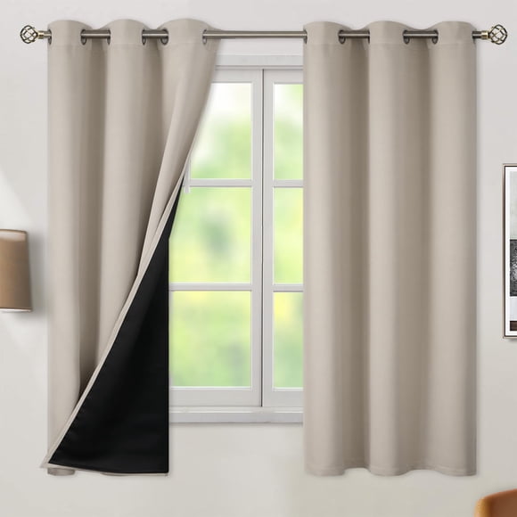 BGment Thermal Insulated 100% Blackout Curtains for Bedroom with Black Liner, Double Layer Full Room Darkening Noise Reducing Gro