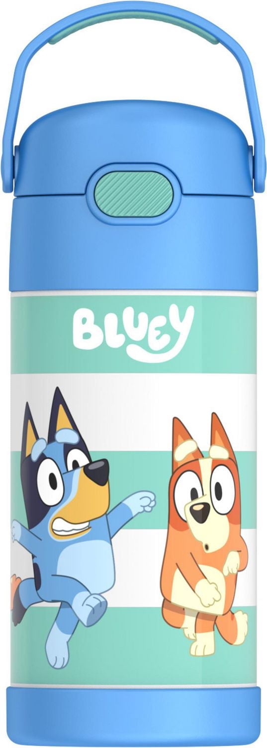 Thermos Kids Bouteille d'eau isolée sous vide avec paille rabattable, 355 ml, Bluey