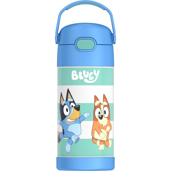 Thermos Kids Bouteille d'eau isolée sous vide avec paille rabattable, 355 ml, Bluey