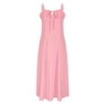 thumbnail image 4 of VEKDONE Women's Casual Split Drawstring Sundress With Straps Pink S, 4 of 8