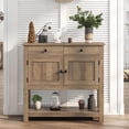 thumbnail image 1 of Homfa Farmhouse Console Table with 2 Drawers& Doors, Sofa Table with Storage Cabinet and Open Shelf for Living Room Entryway, Rustic Brown, 1 of 8