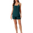 thumbnail image 1 of INSPIRE CHIC Women's Loungewear Solid Color Ruffle Trim Camisole Tops with Shorts Pajama Sets XS Green, 1 of 6