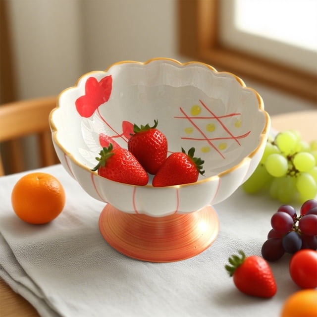 EGNMCR Kitchen Gadgets, Kitchen Accessories, Kitchen Utensils, Kitchen Tool Ceramic High Legged Fruit Plates Fruit Tray Dessert Plates Tea Tray ceramic plate