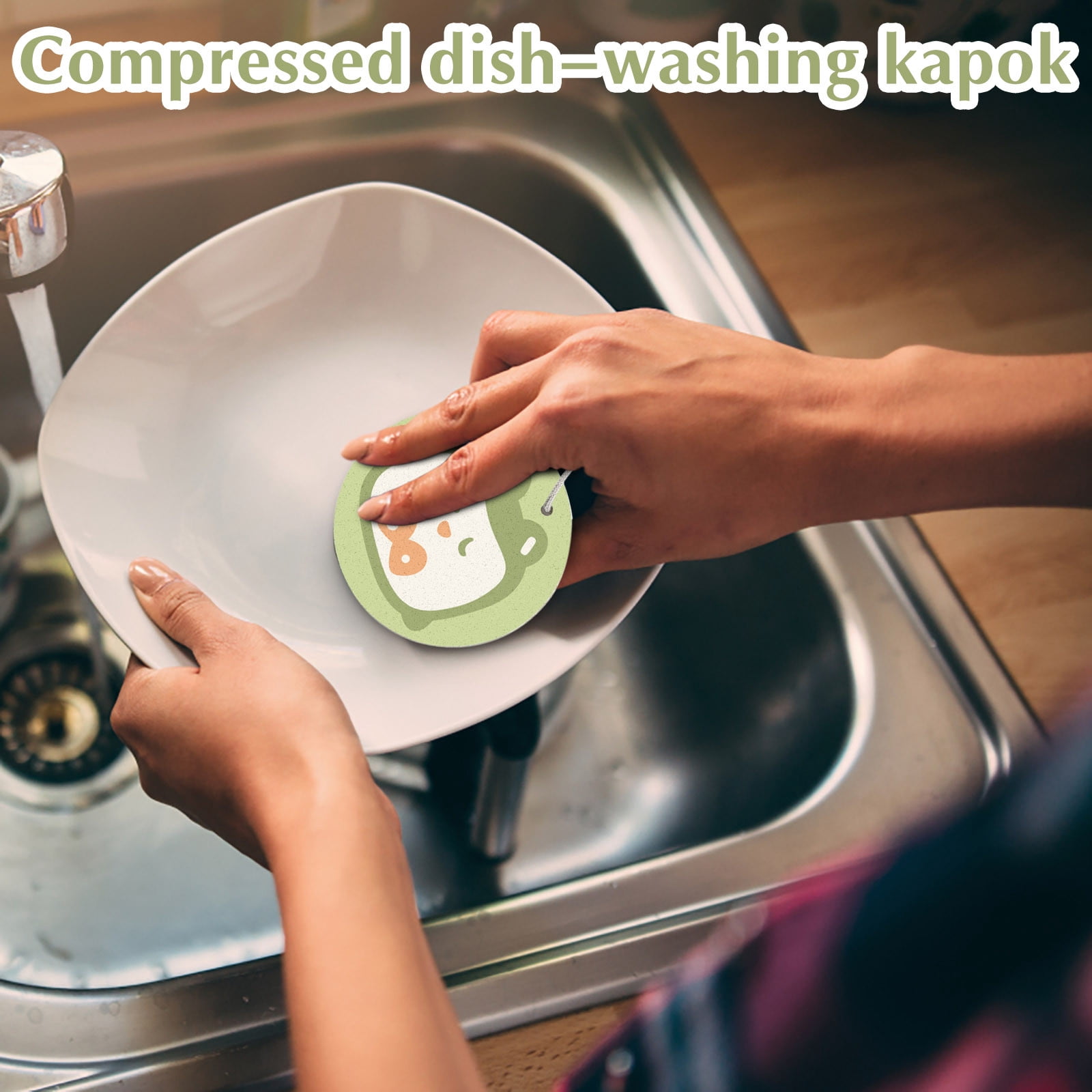 Compressed Wood Pulp Dishwashing Sponge, Cute-Sided Kitchen Cleaning Sponges, Non-Scratch Dish Washing Household Cleaning Sponges For Kitchen