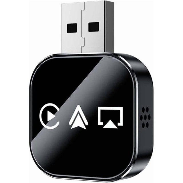 3-in-1 Wireless CarPlay Adapter, Car Screen Mirroring Adapter, Wired to Wireless Screen Mirroring and Audio Connection, Compatible with iPhone