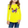 thumbnail image 1 of RXIRUCGD Chemises à Manches Longues pour Filles, Col Rond Mignon, Blouses Décontractées Élégantes (Jaune, Taille : 13 Ans), 1 of 5