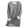 thumbnail image 1 of Chandail en Molleton Doublé Sherpa en Polaire pour Femmes, Chandail Chaud d'Hiver, Col Rond, Automne, Tunique de Détente, Rouge Melon D\'eau 2TG, 1 of 7