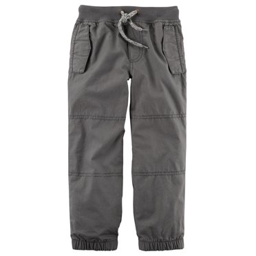 Carter's Pantalons de Jogging en Popeline Doublés de Jersey pour Bébés Garçons, Gris, 3 Mois