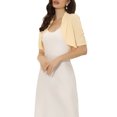 thumbnail image 4 of INSPIRE CHIC Women's Short Sleeves Bolero Open Front  Shrugs Cropped Mother's Day Cardigan Apricot S, 4 of 6