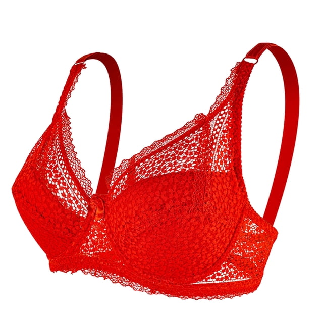 MIASHUI Bras for Women Underwire Bra Lace Floral Bra Unlined Unpadded Plus Size Full Coverage Bra