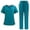 Turquoise1, variant on Ktyne Scrubs for Women Set Stretchy Nurse Uniform Short Sleeve V Neck Scrub & Jogger Pants Solid Color Medical Scrub Sets with Multi Pockets Dark Blue M