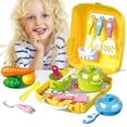 thumbnail image 2 of MesaSe Kids Pretend to Play Set Toys  Children‘s Simulation Jewelry Dressing Table Toothbrush Tool Set Kitchen Tableware with Backback Box for Boys Girls  White, 2 of 9