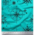 thumbnail image 1 of Soimoi Green Rayon Crepe Fabric Direction Compass Nautical Decor Fabric Printed Yard 46 Inch Wide, 1 of 5