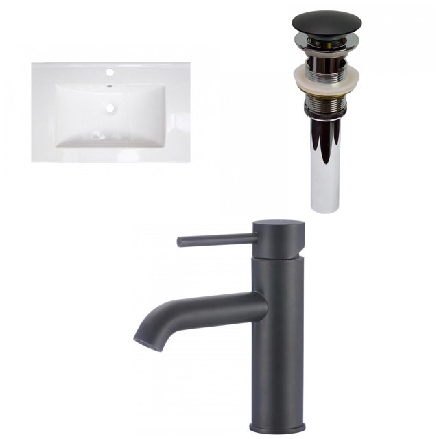 American Imaginations 23.75-in. W 1 Hole Ceramic Top Set In White Color - Overflow Drain Incl. AI-29551