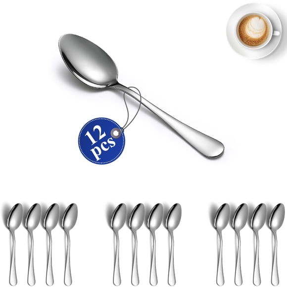 ReaNea Ensemble de 12 Cuillères à Thé, Cuillères en Acier Inoxydable Couverts, Petite Cuillère Durable, Bonnes Cuillères à Thé, Ensemble de Cuillères à Dessert de Cuisine, Va au Lave-Vaisselle