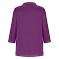 thumbnail image 3 of Hot6sl Économies d'Été Liquidation Blouse & Chemise à Manches Courtes Col Rabattu, T-shirt Assorti pour Femmes Col en V Col Rabattu Manches 3/4, Haut en polyester pour Femmes/bleu Foncé, TG, 3 of 7