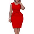 thumbnail image 2 of Robe d'Été pour Femmes 2024 Mode Grande Taille Couleur Unie Col Rond Manches Courtes à la Cheville Taille Haute Robe Jupe Rabais de 50 % Liquidation!, 2 of 8