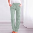 thumbnail image 2 of 2025 Women High Waisted Wide Casual Rompers for Women Long Pant Leg Pants Casual Drawstring Plus Size Casual Pants for Women 4X-5X Elastic Trousers Comfy Straight Leg Long Pants with Pockets, 2 of 5