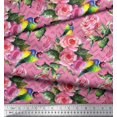 thumbnail image 2 of Soimoi Poly Georgette Fabric Bird,Leaves & Rose Floral Decor Fabric Printed Yard 52 Inch Wide, 2 of 3