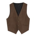 thumbnail image 1 of Kcodviy Mens Gentlemens Plays Suede Windbreaker Men Retro V Neck Solid Puff Jacket Color Pocket Button Leather Fir Hooded Jacket Vest, 1 of 8