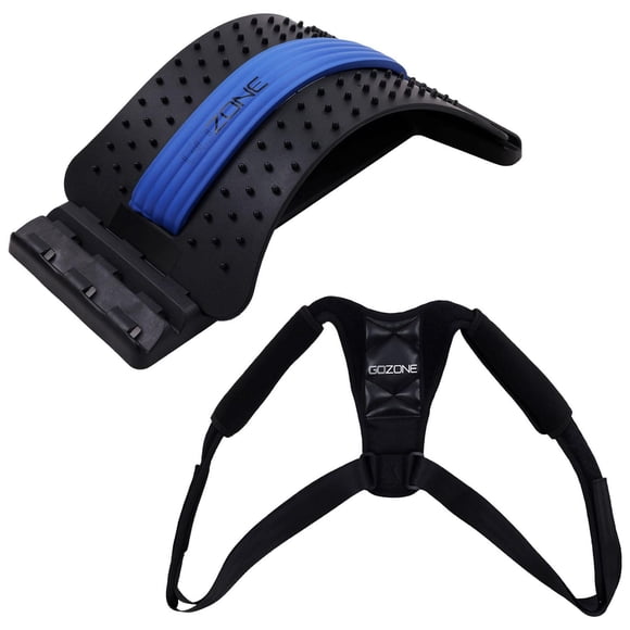 GoZone Stretch and Recovery Kit, Back Stretcher and Posture Corrector for Men and Women, Back Support and Pain Relief, Black
