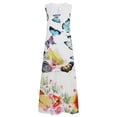 thumbnail image 4 of Leutsin Robe Longue Décontractée pour Femme avec Imprimé Rayé et Floral, Robe Maxi Sans Manches, 4 of 8