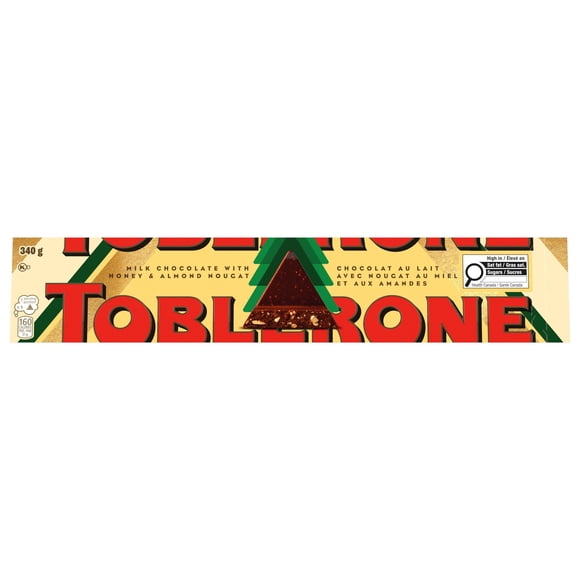 Toblerone, Milk Chocolate Bar with Honey and Almond Nougat, 340g