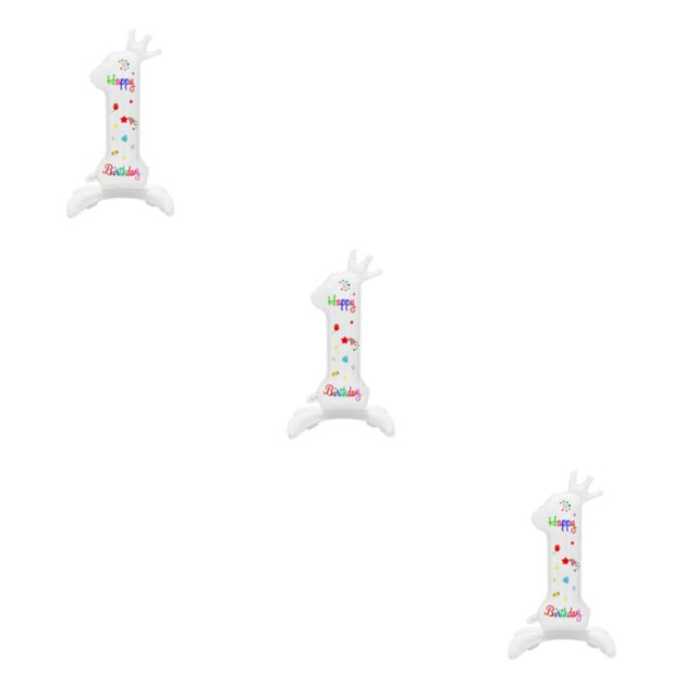 VONKY White Standing Digital Balloons - Stunning Decorations For Childrens Birthday Number 1 3Set