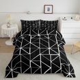 thumbnail image 1 of Erosebridal Modern Abstract Artwork Bedding Sets Queen with Comforter, Black and White Duvet Insert, Geometry Triangle Room Decor Microfiber 3pcs, 1 of 8