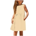 thumbnail image 2 of Robe Sans Manches à Col Rond, Robe pour Petites Filles, Imprimé Quotidien Vacances, Sans Manches, Décontractée, Mignonne, Douce, 2 of 5