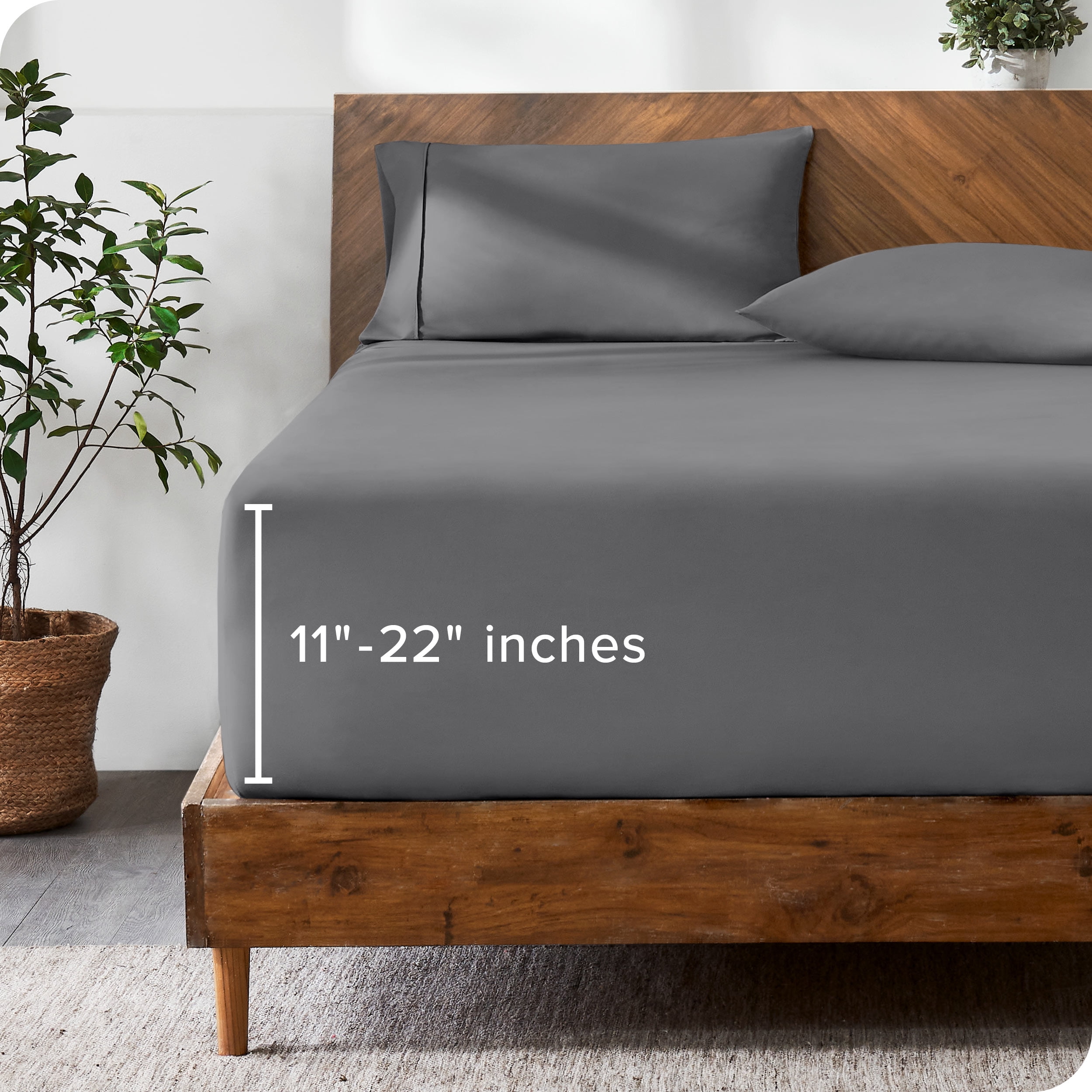 Bare Home Drap-Housse - Poche Extra Profonde de 22 Pouces - Premium 1800 Collection - Full TG, Gris