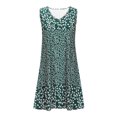 thumbnail image 4 of Weiqiqre Robes de Travail pour Femmes, Robe Mini d'Été Décontractée pour Femmes à Col en V, Imprimée, Sans Manches, Plissée, 4 of 6