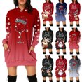 thumbnail image 2 of Femmes Hoodie Robe, Casual Skin Amical Tombé Épaule Manches Pull Hoodie Sweatshirt Robe Libre Correspondant à la Maison Rouge, Gris, Bleu Foncé, Noir Vieil Homme, Rouge Vieil Homme, Noir Élan, 2 of 6