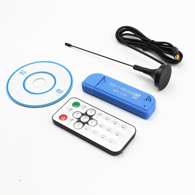 USB2.0 FM DAB DVB-T RTL2832U R820T2 RTL-SDR SDR Clé Dongle Syntoniseur Télé Numérique Télécommande Récepteur Infrarouge avec Antenne en Bleu, Accompagné d'Une Télécommande Compacte, Syntoniseur Télé USB DVB-T Enregistreur, Antenne et Logiciel CD. Convient à l'Enregistrement Numérique d'Émissions de radio Terrestre et Vidéo, et au Visionnement de Télé Numérique portable. Compatible avec les Installations de Cinéma Maison.