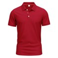thumbnail image 1 of Men's Solid Color Lapel Short Sleeve Shirt - Polyester, Casual Loose Fit, Button Design, Outdoor Indoor Wear, 1 of 6