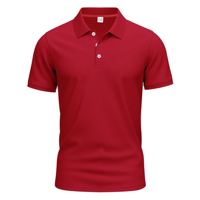 Men's Solid Color Lapel Short Sleeve Shirt - Polyester, Casual Loose Fit, Button Design, Outdoor Indoor Wear