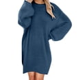 thumbnail image 1 of Robe Chandail pour Femmes 2025 Longueur Moyenne à Manches Longues Col Rond Décontractée Ample Robe en Peluche Robe Chandail Surdimensionnée Automne Hiver Ample Décontractée Douce Chandail, 1 of 5