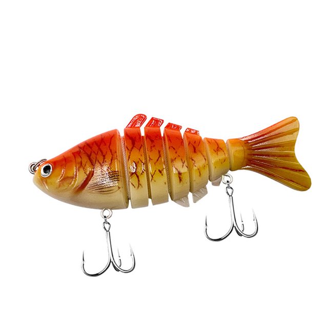 Almencla Leurres de Pêche avec Hameçon Crankbaits Leurres Durs Réalistes pour Perche Achigan Poisson-Chat Jaune Rouge